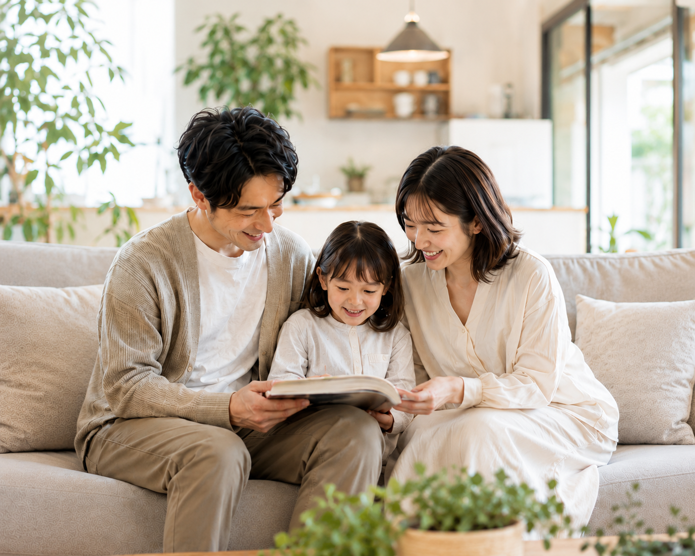 家族で住宅ローンについて相談している様子